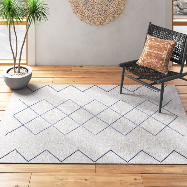 Mistana™ Desmond Geometric Handmade Flatweave Gray/Blue/Ivory Area Rug